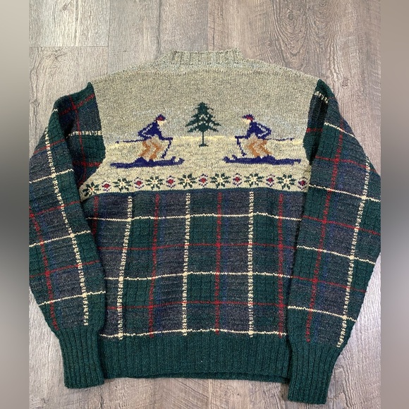 POLO Ralph Lauren All Over Ski Vintage 100% Wool Hand Knit Men’s Sweater - Picture 3 of 5